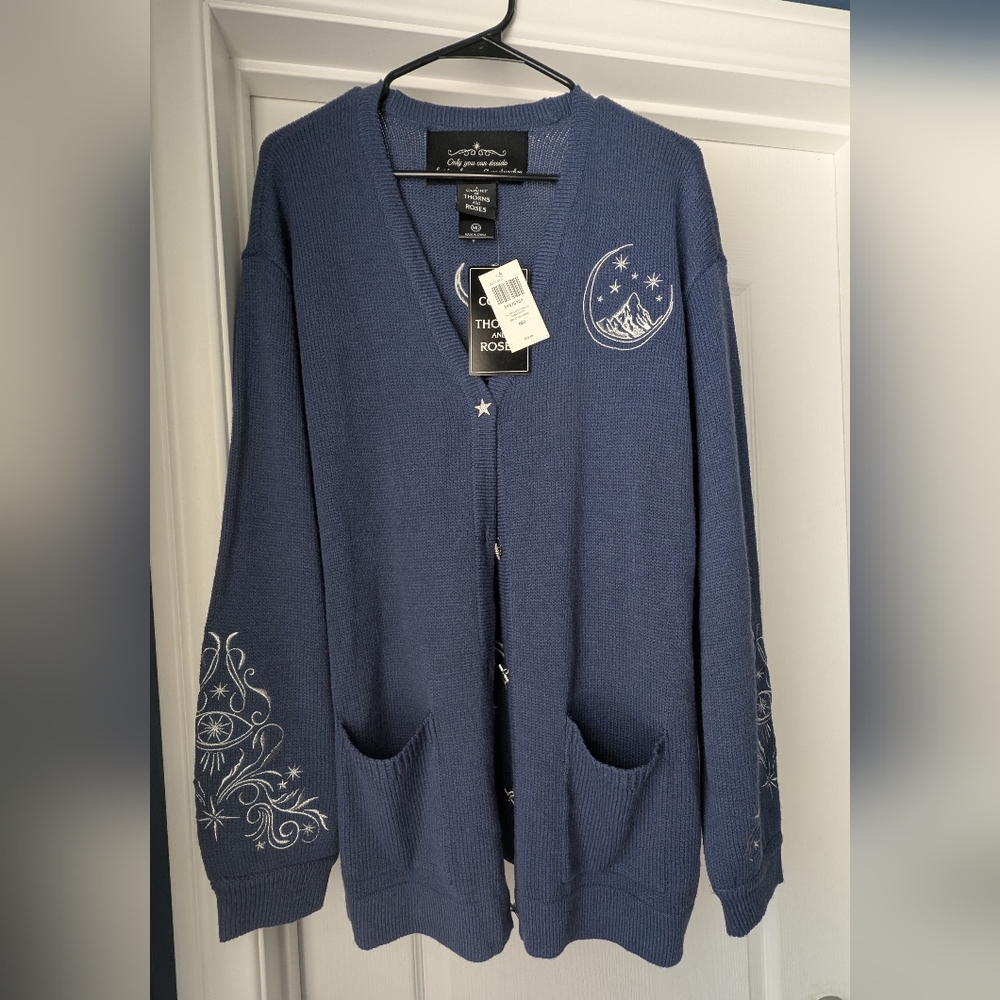 NWT Hot Topic ACOTAR Blue Cardigan Sweater Size Medium